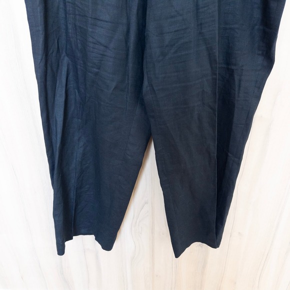 Jones New York Women Linen Pants 24W Black Trousers Coastal Quiet Luxury Classic - Picture 4 of 8
